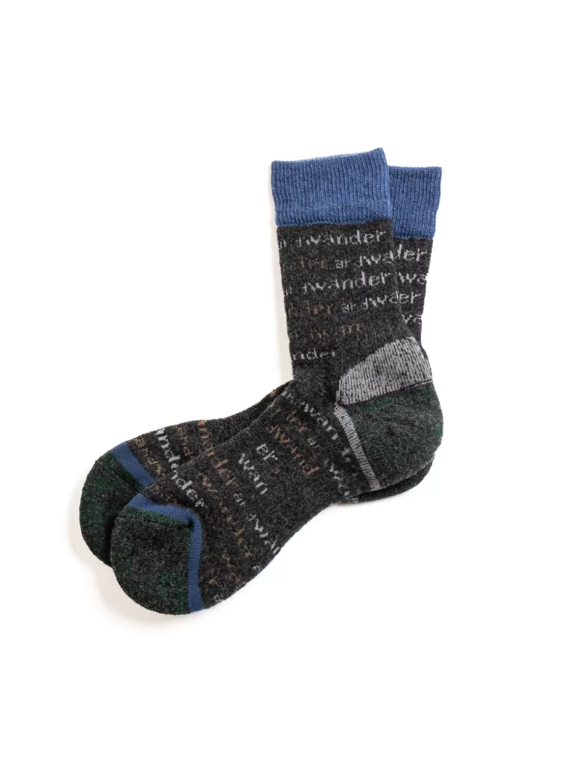 and wander WOOL SOCK CHARCOAL Sale