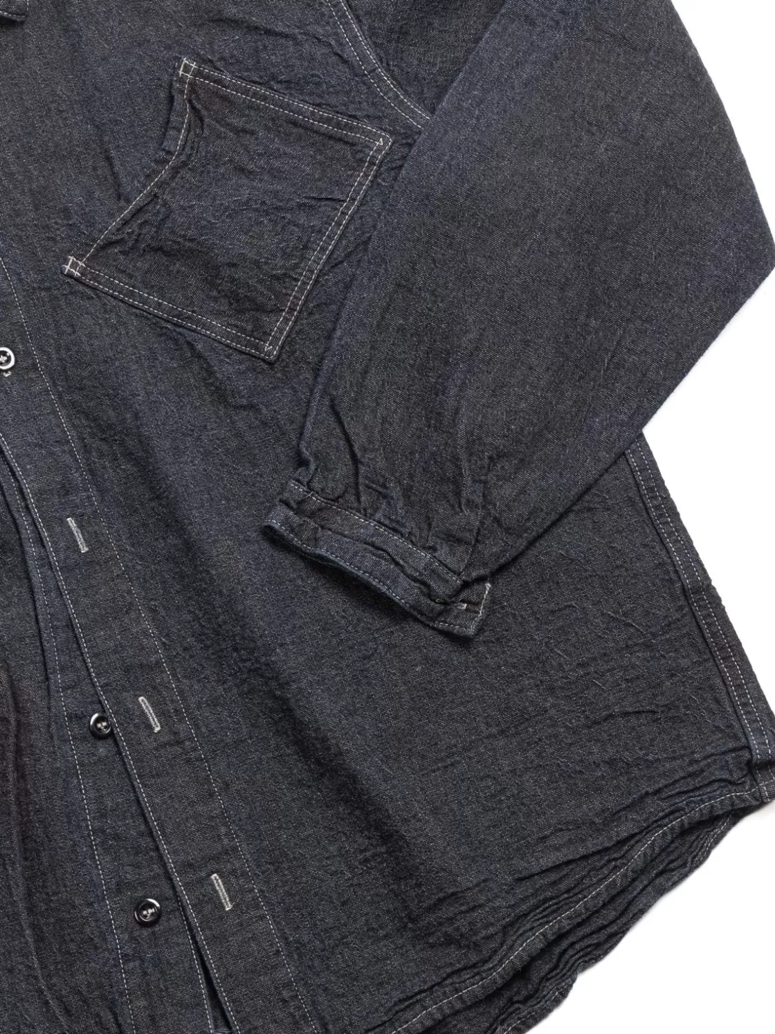Tender Co ARGYLE CHEST POCKET SHIRT INDIGO CHAMBRAY COTTON TOTE CLOTH RINSED Best Sale