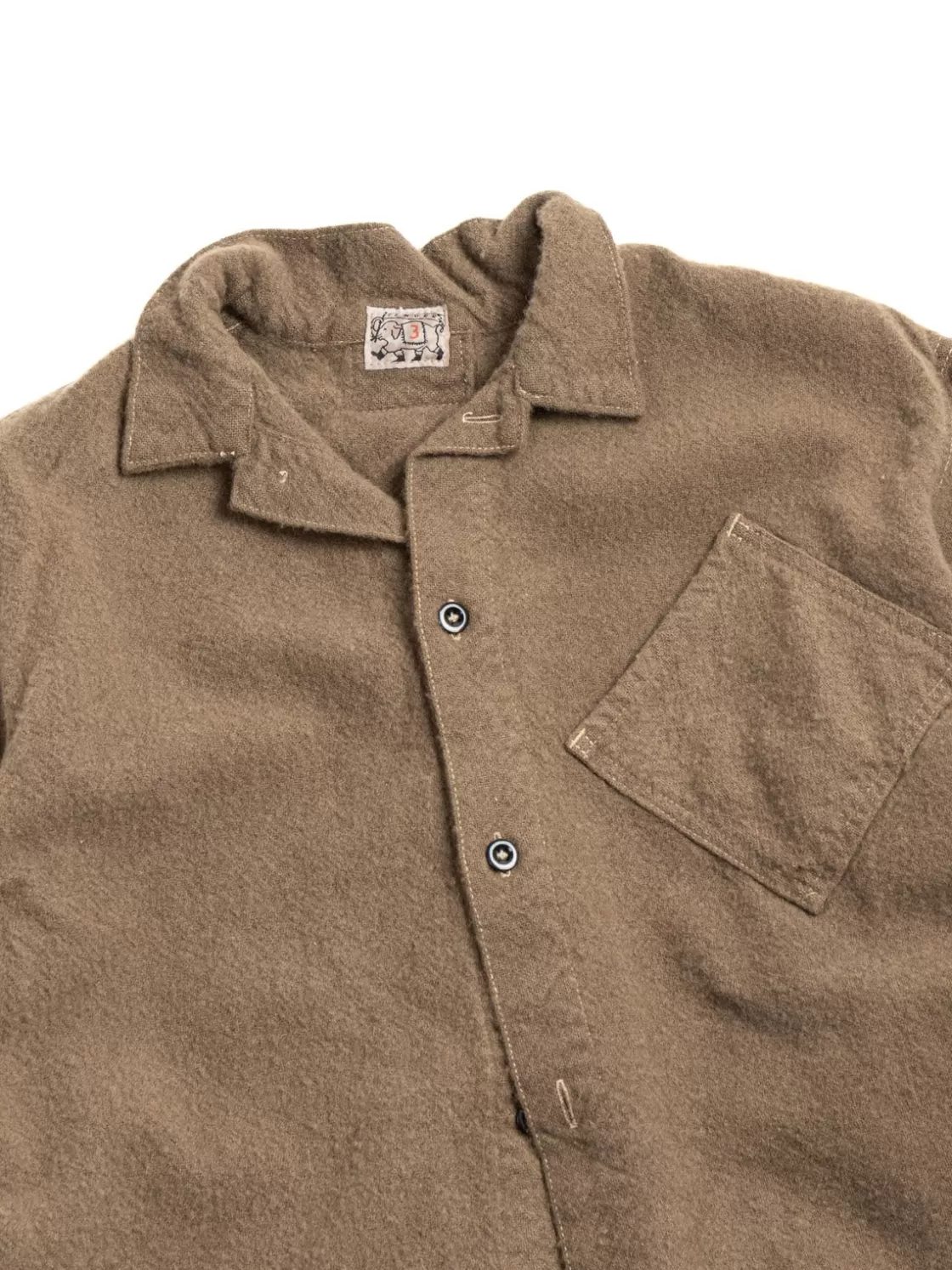 Tender Co ARGYLE CHEST POCKET SHIRT UNFINISHED WOOL BAIZE COFFEE DYED New