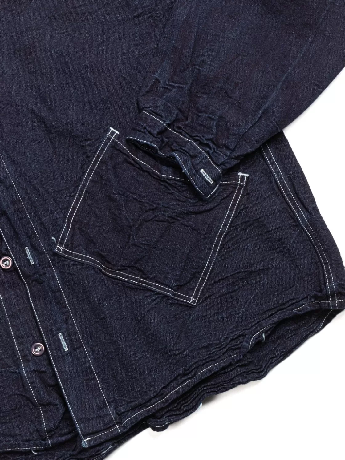 Tender Co ARGYLE HAND POCKET SHIRT DOUBLE INDIGO COTTON TOTE CLOTH RINSED Clearance