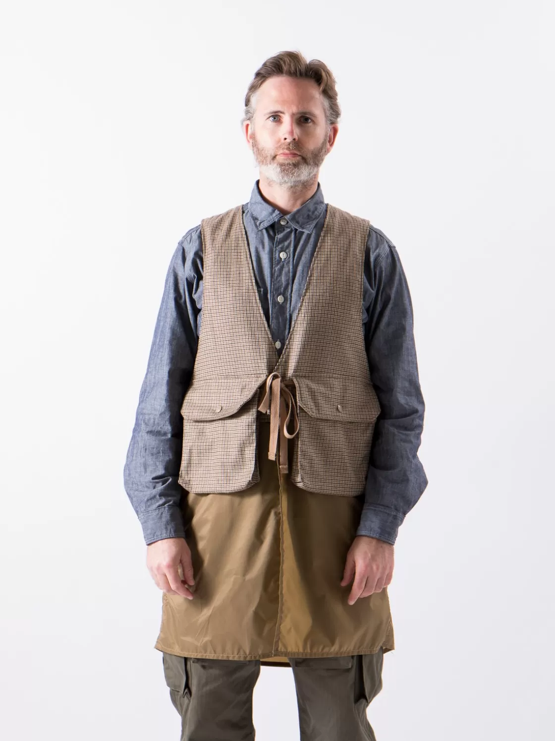 Engineered Garments Brown Wool Poly Gunclub Check Long Fowl Vest Cheap