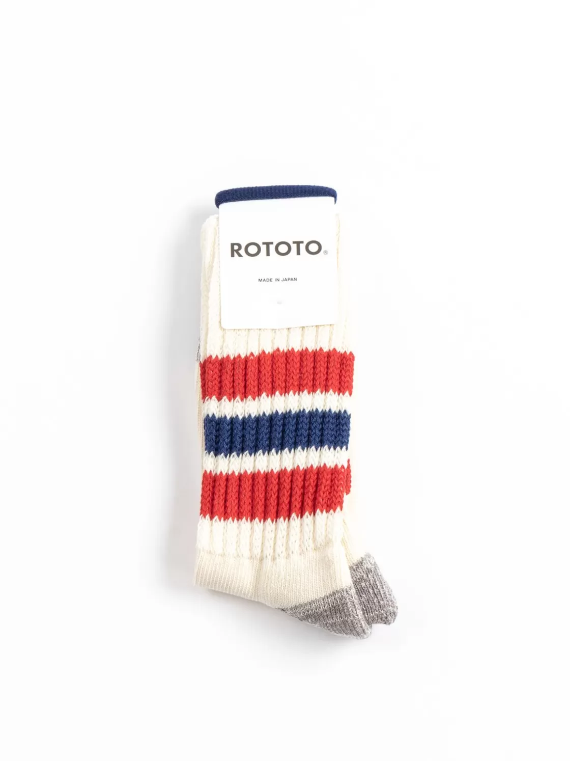 RoToTo COARSE RIBBED OLDSCHOOL CREW SOCKS CHILI RED / BLUE Flash Sale