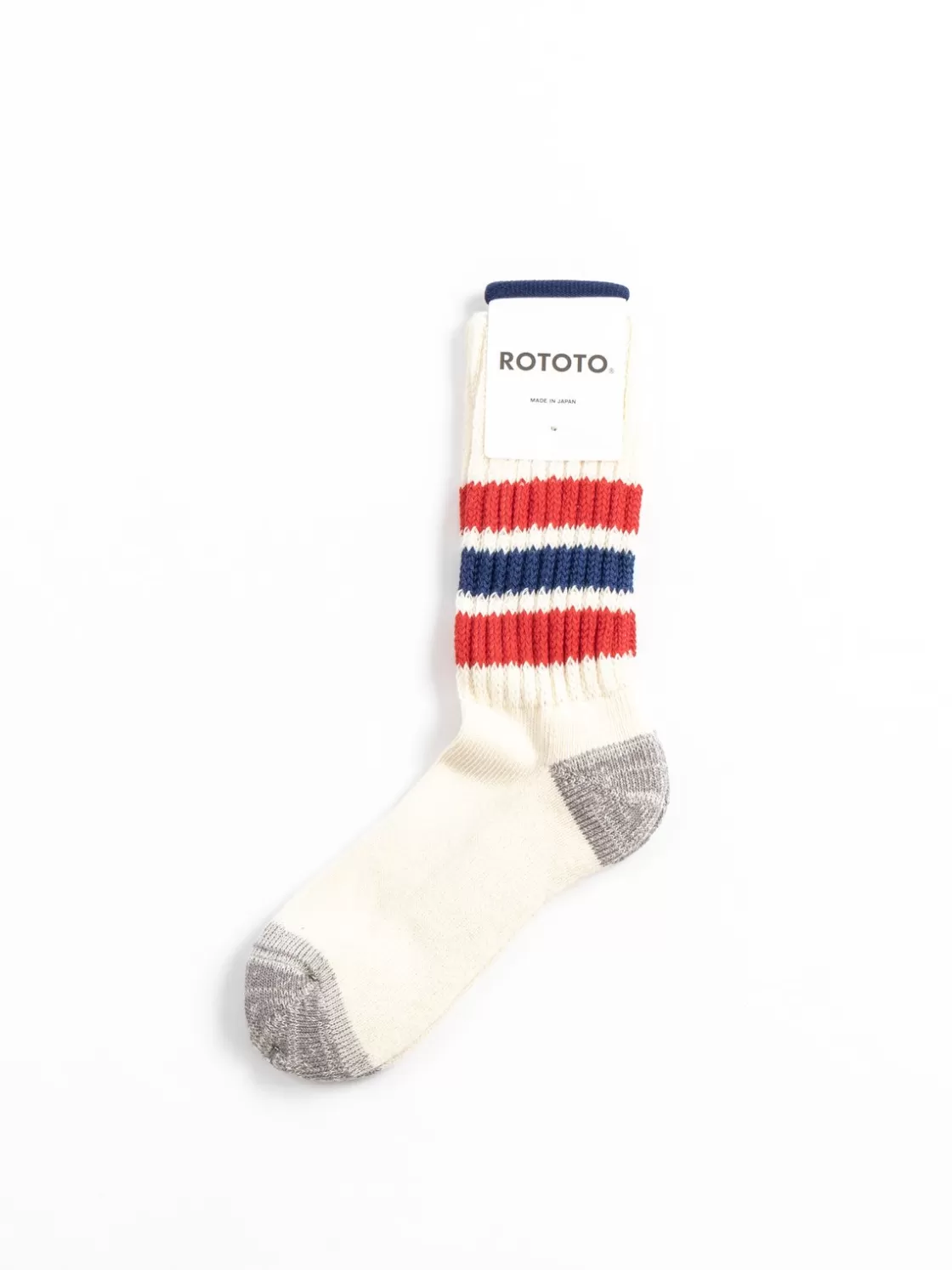 RoToTo COARSE RIBBED OLDSCHOOL CREW SOCKS CHILI RED / BLUE Flash Sale