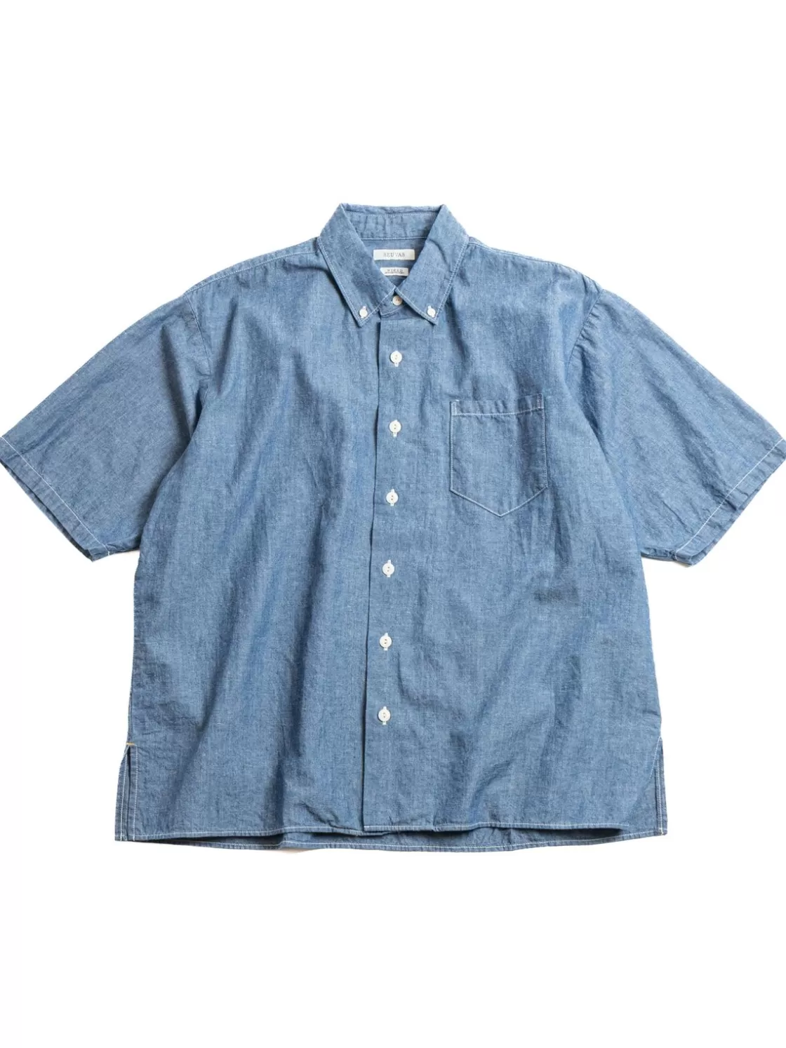 SEUVAS COTTON LINEN CHAMBRAY BD SHIRT INDIGO Clearance