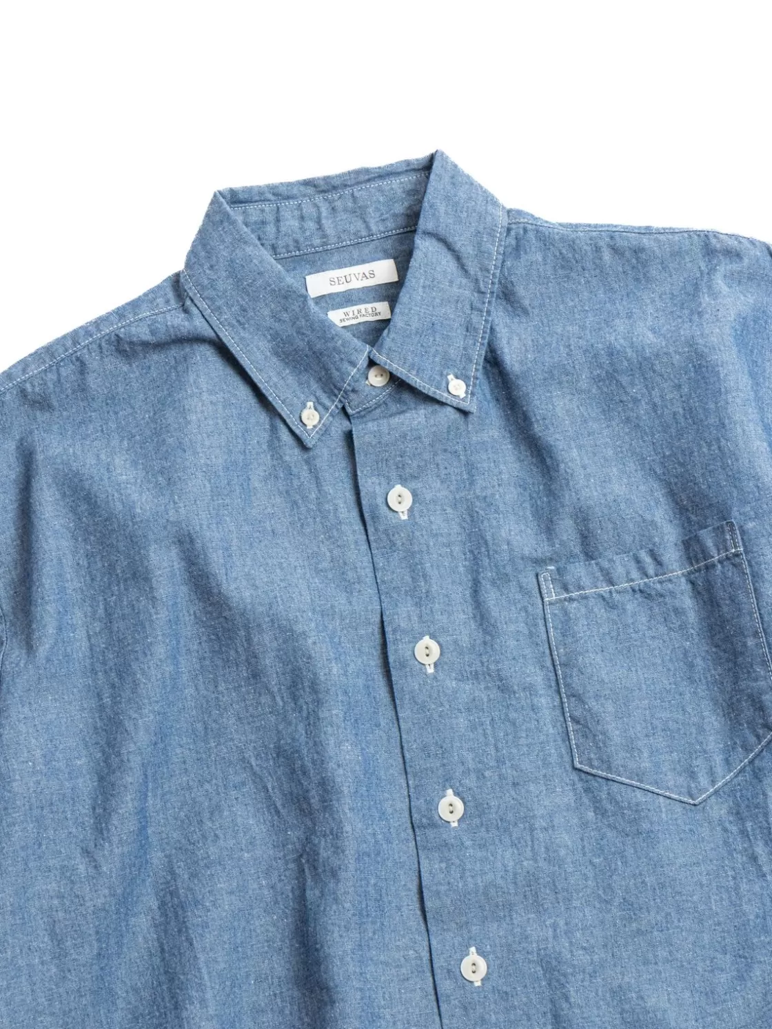 SEUVAS COTTON LINEN CHAMBRAY BD SHIRT INDIGO Clearance