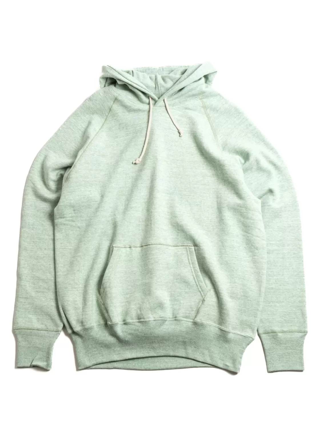 DENIME 88/12 HEATHER 4 NEEDLE RAGLAN HOODIE GREEN Best Sale