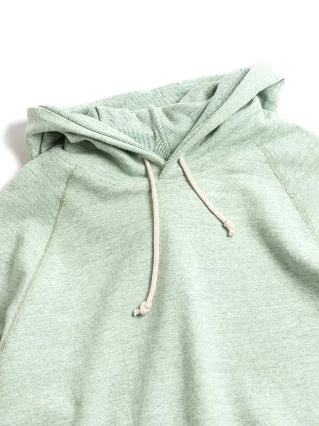 DENIME 88/12 HEATHER 4 NEEDLE RAGLAN HOODIE GREEN Best Sale