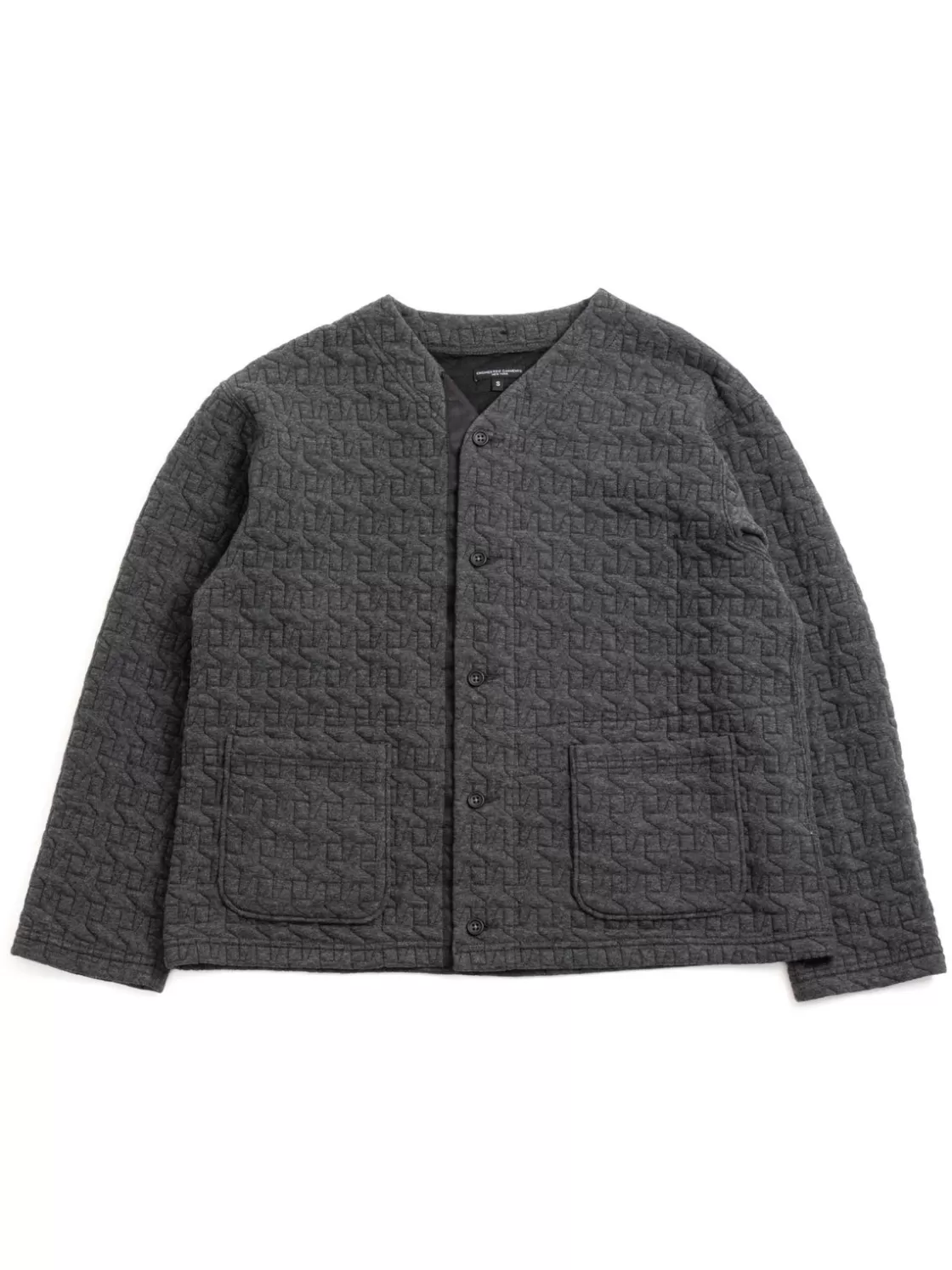 Engineered Garments KNIT CARDIGAN CHARCOAL PC QUILTED JERSEY New