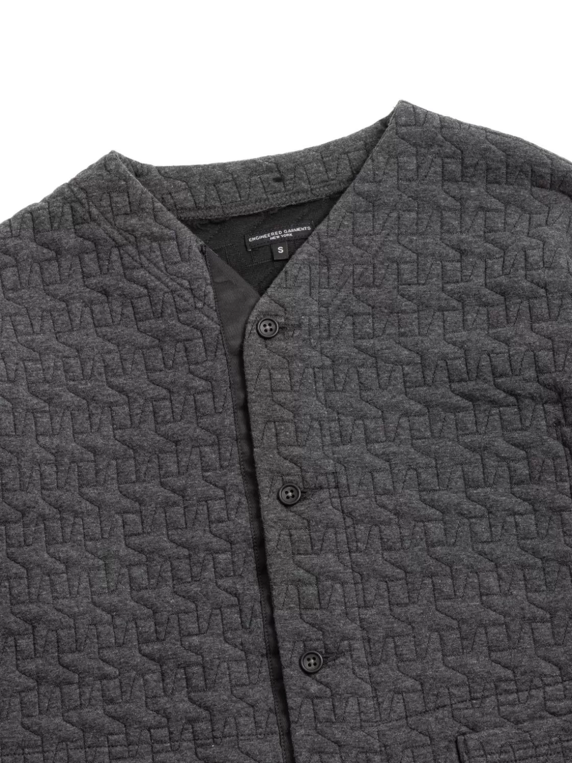 Engineered Garments KNIT CARDIGAN CHARCOAL PC QUILTED JERSEY New