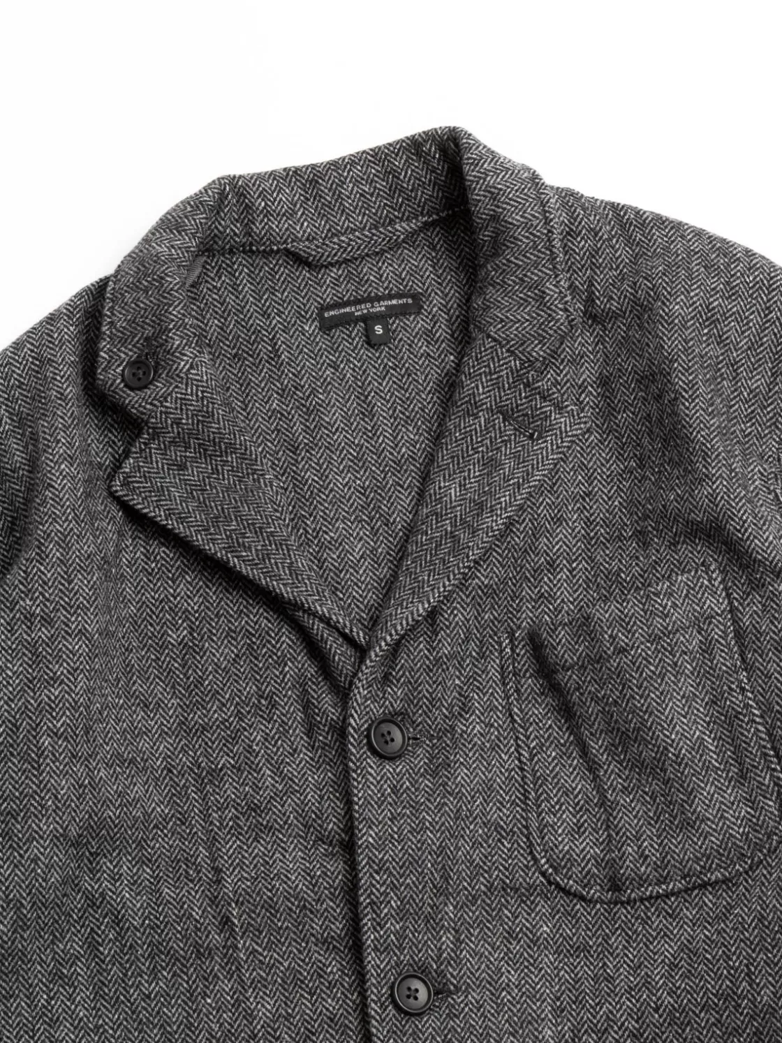 Engineered Garments LOITER JACKET GREY POLY WOOL HERRINGBONE Discount