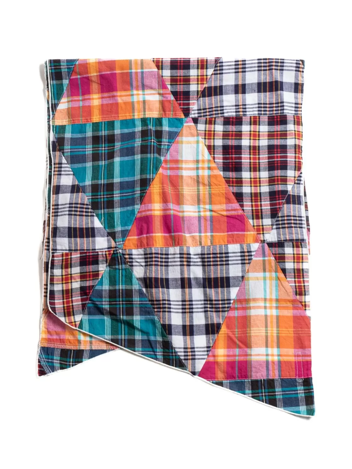 Engineered Garments LONG SCARF MULTI COLOR PATCHWORK TRIANGLE PLAID Hot