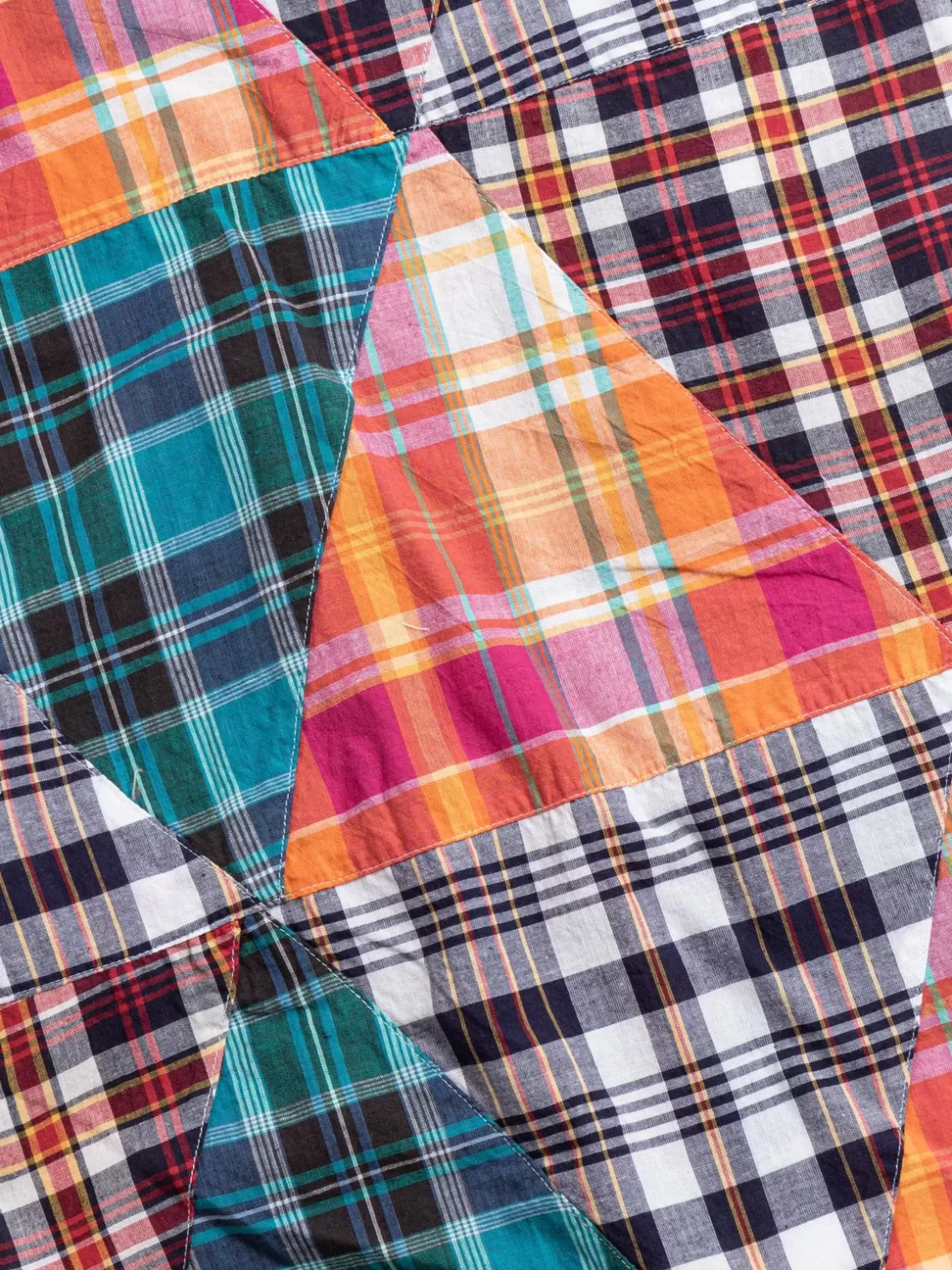 Engineered Garments LONG SCARF MULTI COLOR PATCHWORK TRIANGLE PLAID Hot