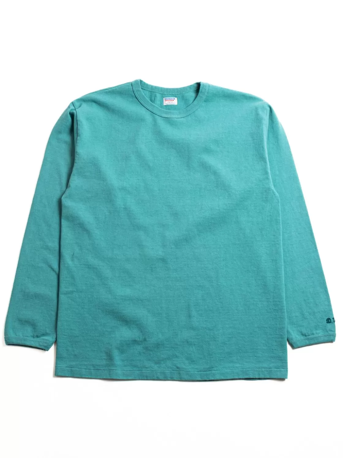 DUBBLE WORKS LOT.58001 H.W. L/S TEE PIGMENT DYE TURQUOISE Sale