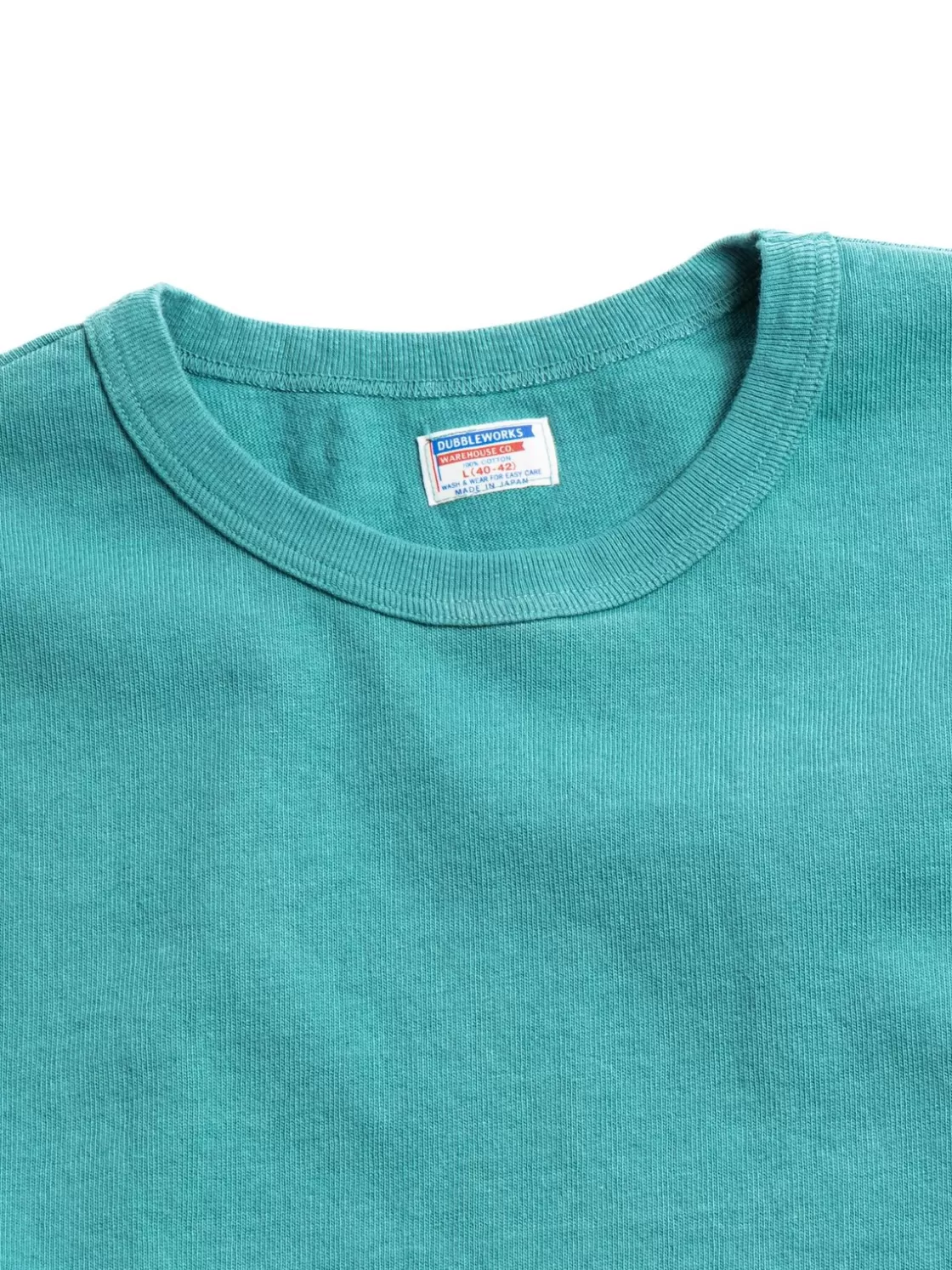 DUBBLE WORKS LOT.58001 H.W. L/S TEE PIGMENT DYE TURQUOISE Sale