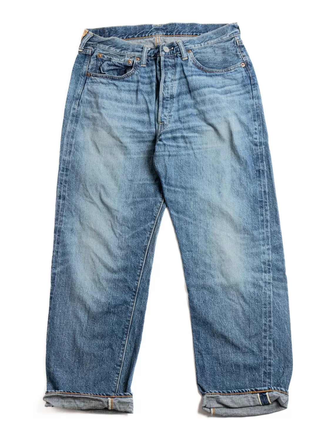Warehouse & Co LOT 2ND HAND SERIES 1101 USED WASH MEDIUM 12OZ DENIM JEAN Sale
