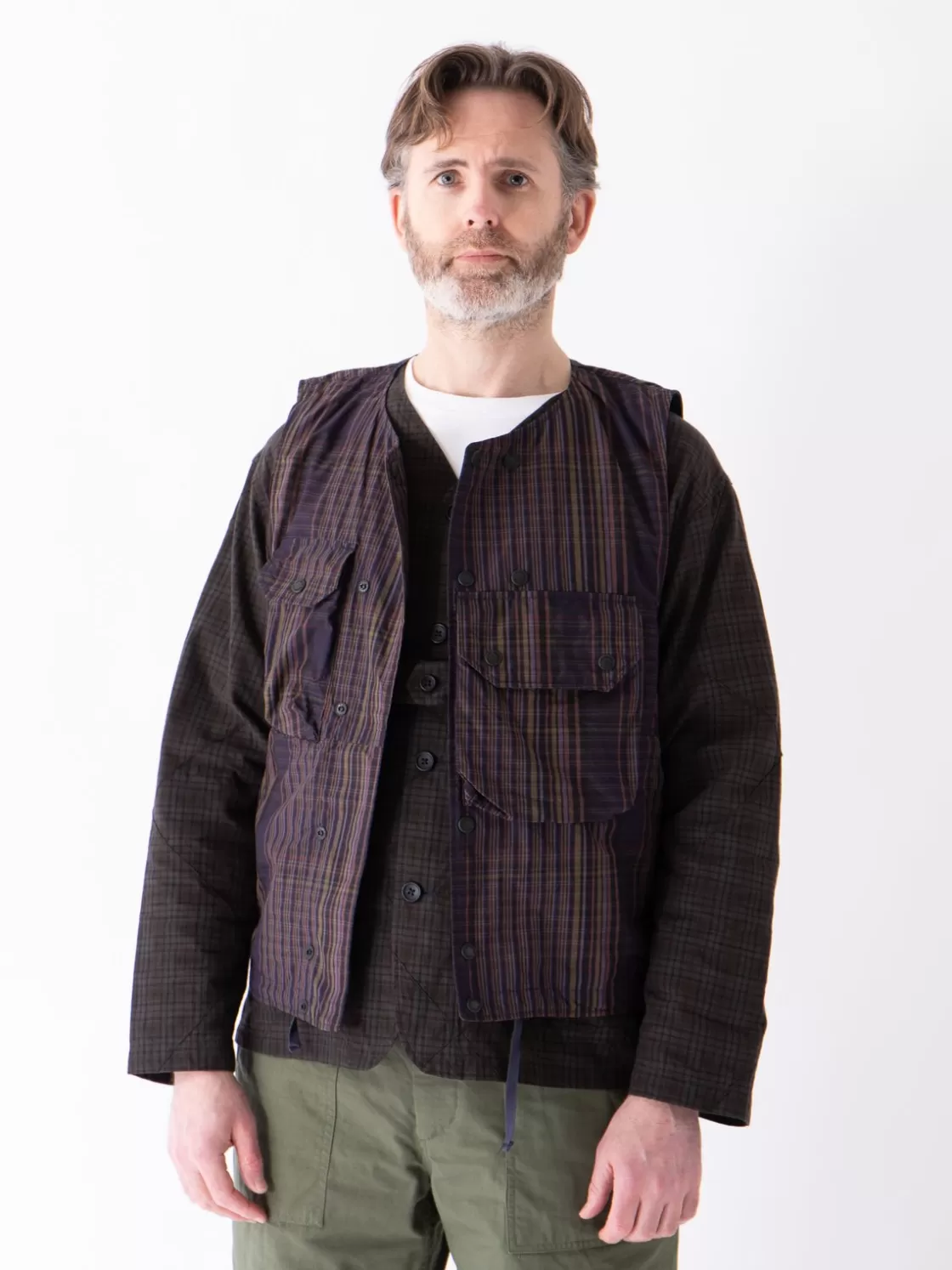 Engineered Garments Multi Color Nyco Plaid Cover Vest Flash Sale