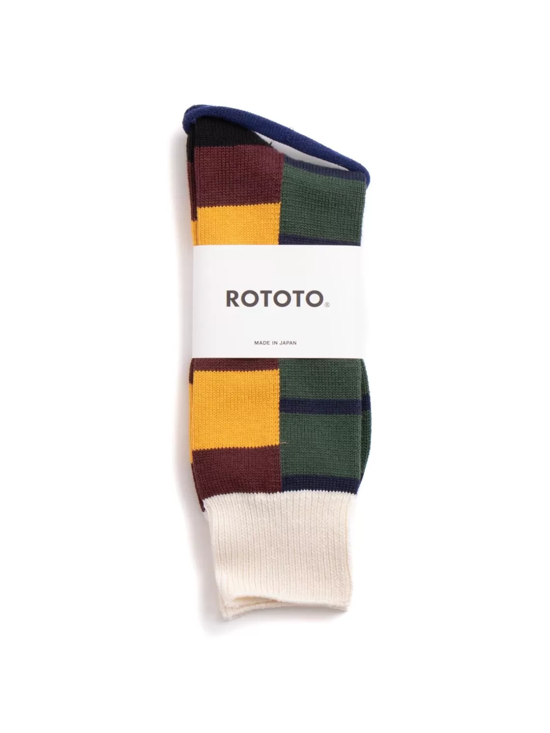 RoToTo MULTI RUGGER PATTERN CREW SOCKS BUR/YEL/BLK Online