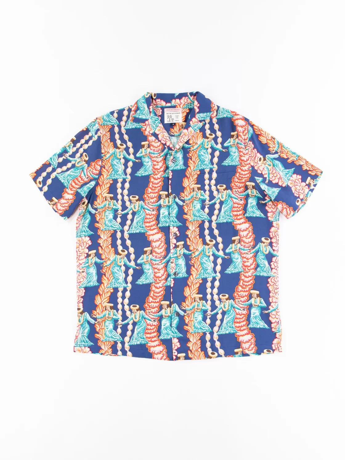 Reyn Spooner For The Bureau Navy Hula Auana Rayon Camp Shirt Shop