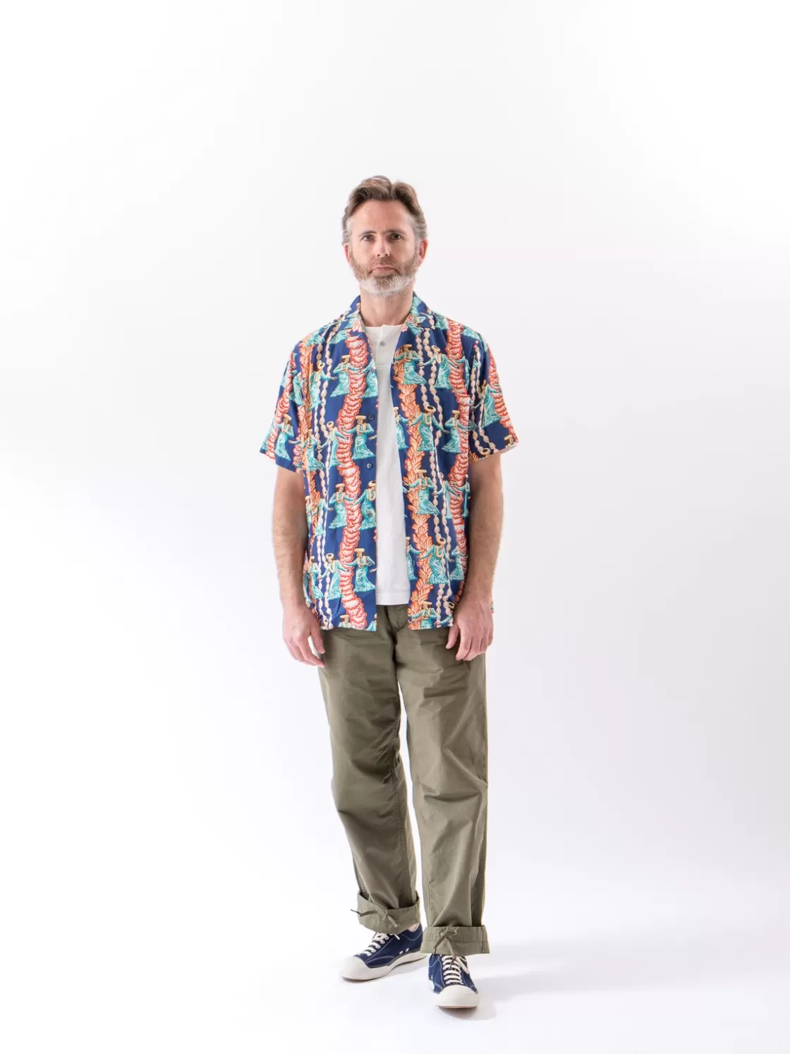 Reyn Spooner For The Bureau Navy Hula Auana Rayon Camp Shirt Shop