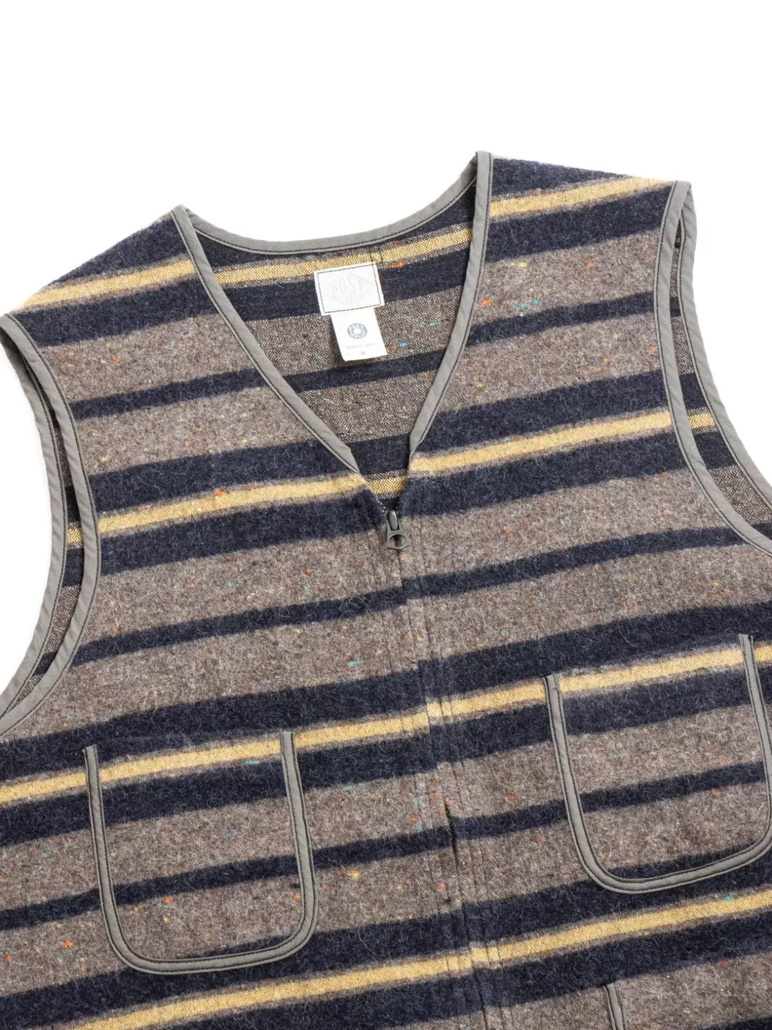 Post O’alls (1502–TWN) FLEECE VEST TRASHED WOOL NAVY STRIPE Online