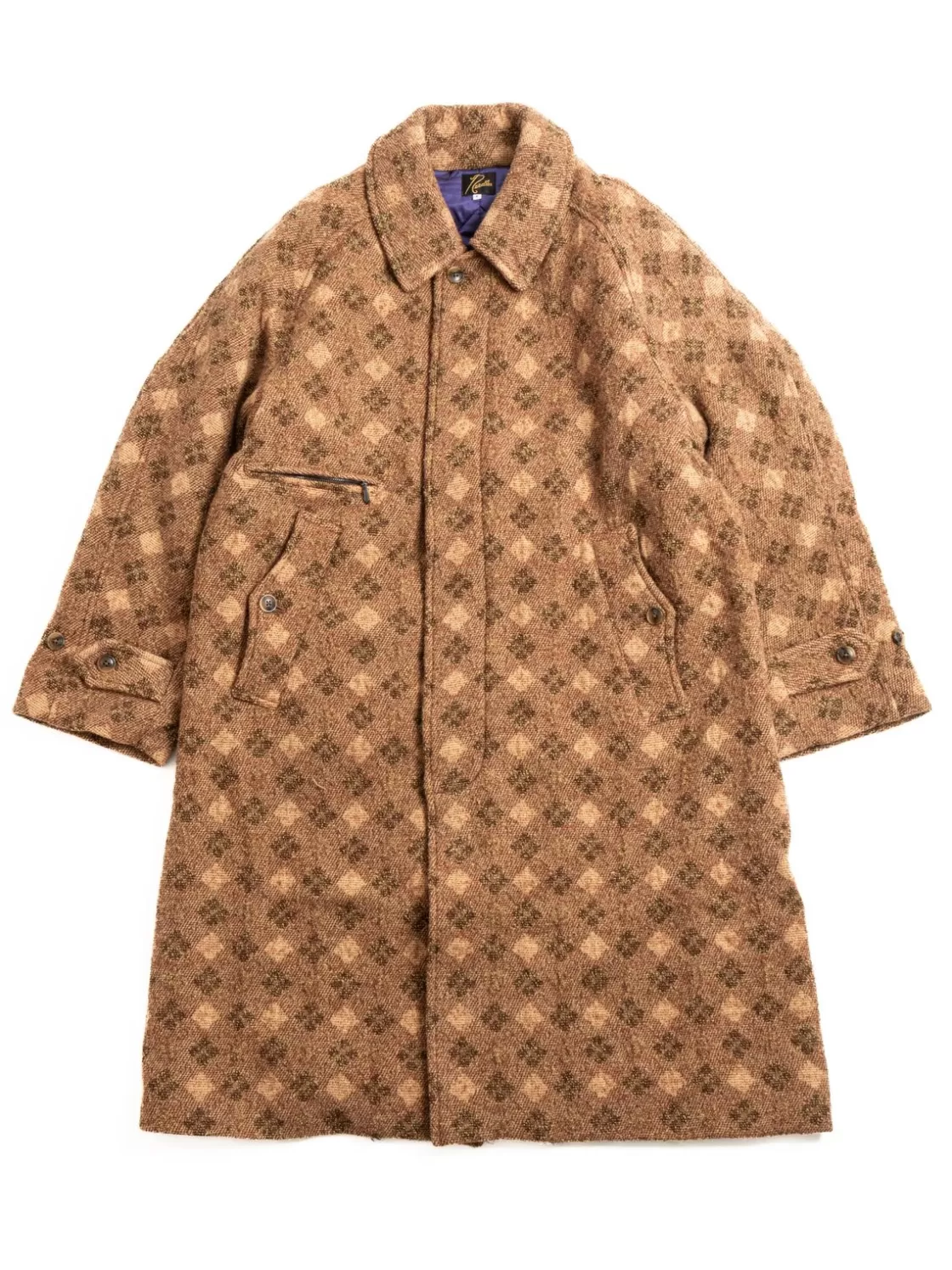 Needles BALCOLLAR COAT W/N ARGYLE JQ BROWN Flash Sale