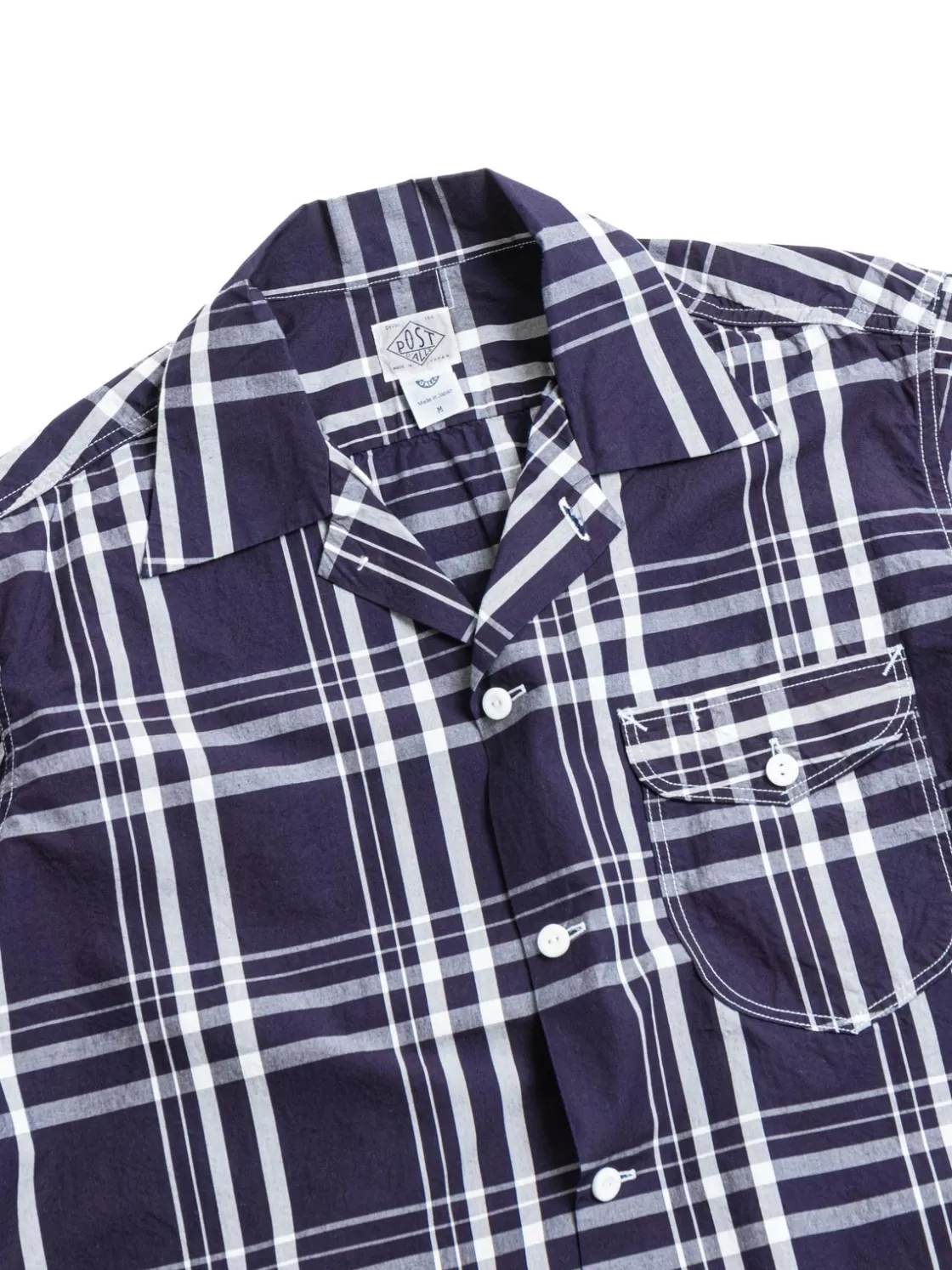 Post O’alls NEW BASIC S/S SHIRT INDIGO CHECK 1 Clearance