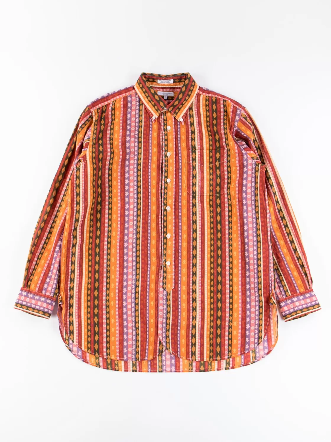 Engineered Garments Orange Cotton Lawn Batik Stripe 19th Century BD Shirt Cheap