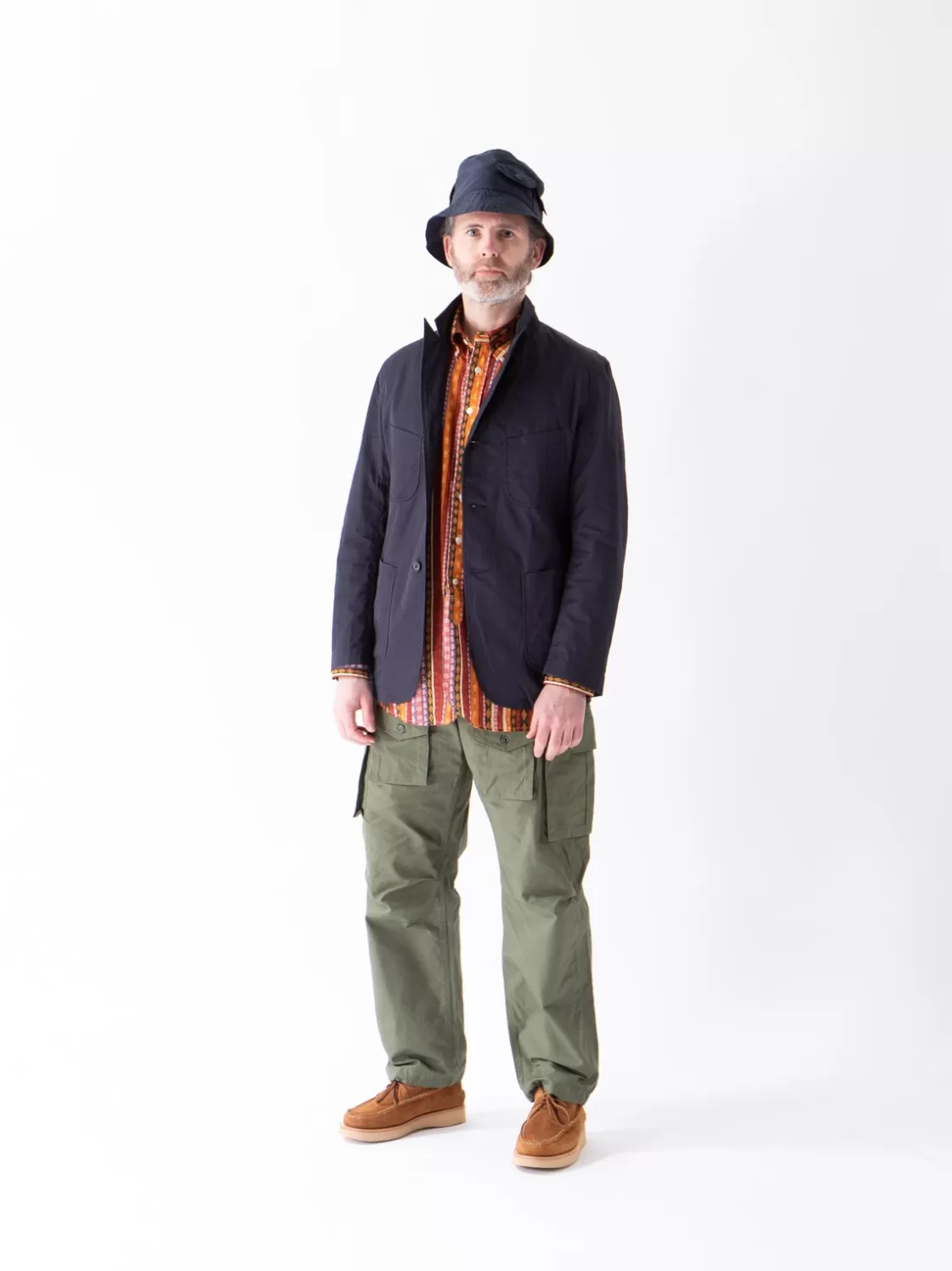 Engineered Garments Orange Cotton Lawn Batik Stripe 19th Century BD Shirt Cheap