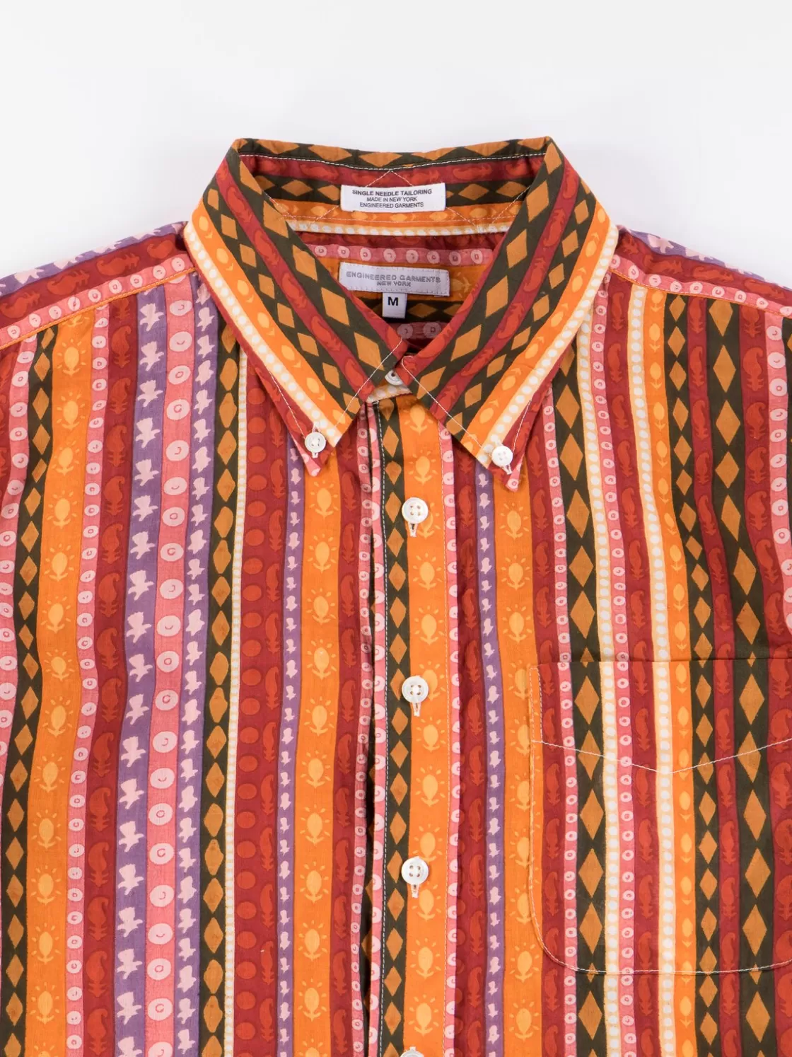 Engineered Garments Orange Cotton Lawn Batik Stripe 19th Century BD Shirt Cheap