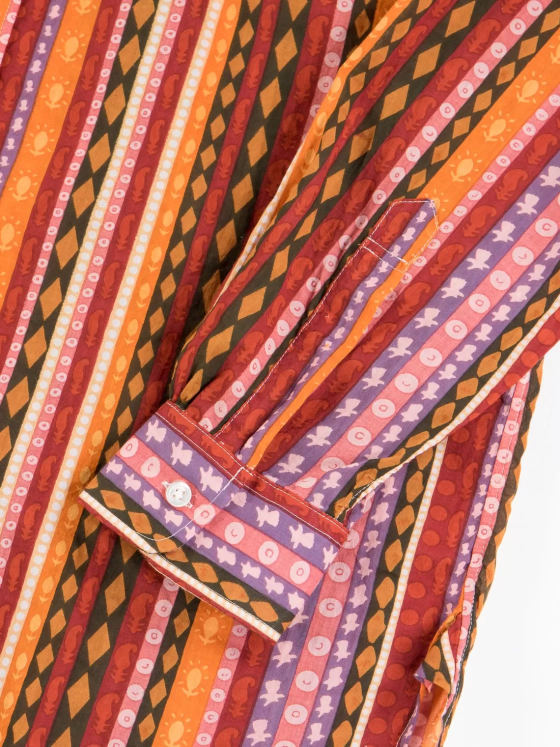 Engineered Garments Orange Cotton Lawn Batik Stripe 19th Century BD Shirt Cheap