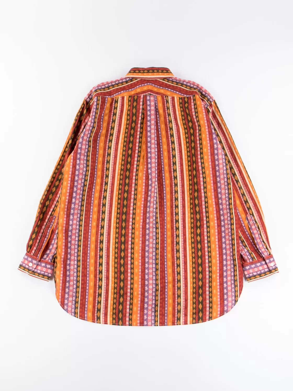 Engineered Garments Orange Cotton Lawn Batik Stripe 19th Century BD Shirt Cheap