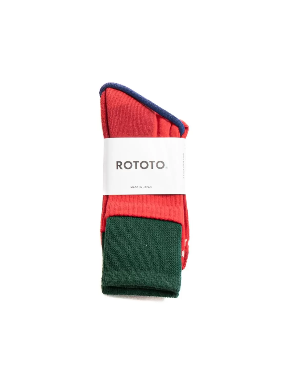 RoToTo ORGANIC COTTON DOUBLE LAYER CREW SOCK GREEN/RED Shop