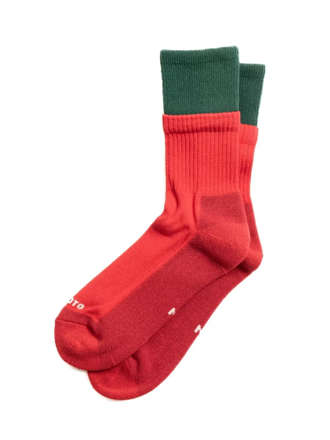 RoToTo ORGANIC COTTON DOUBLE LAYER CREW SOCK GREEN/RED Shop