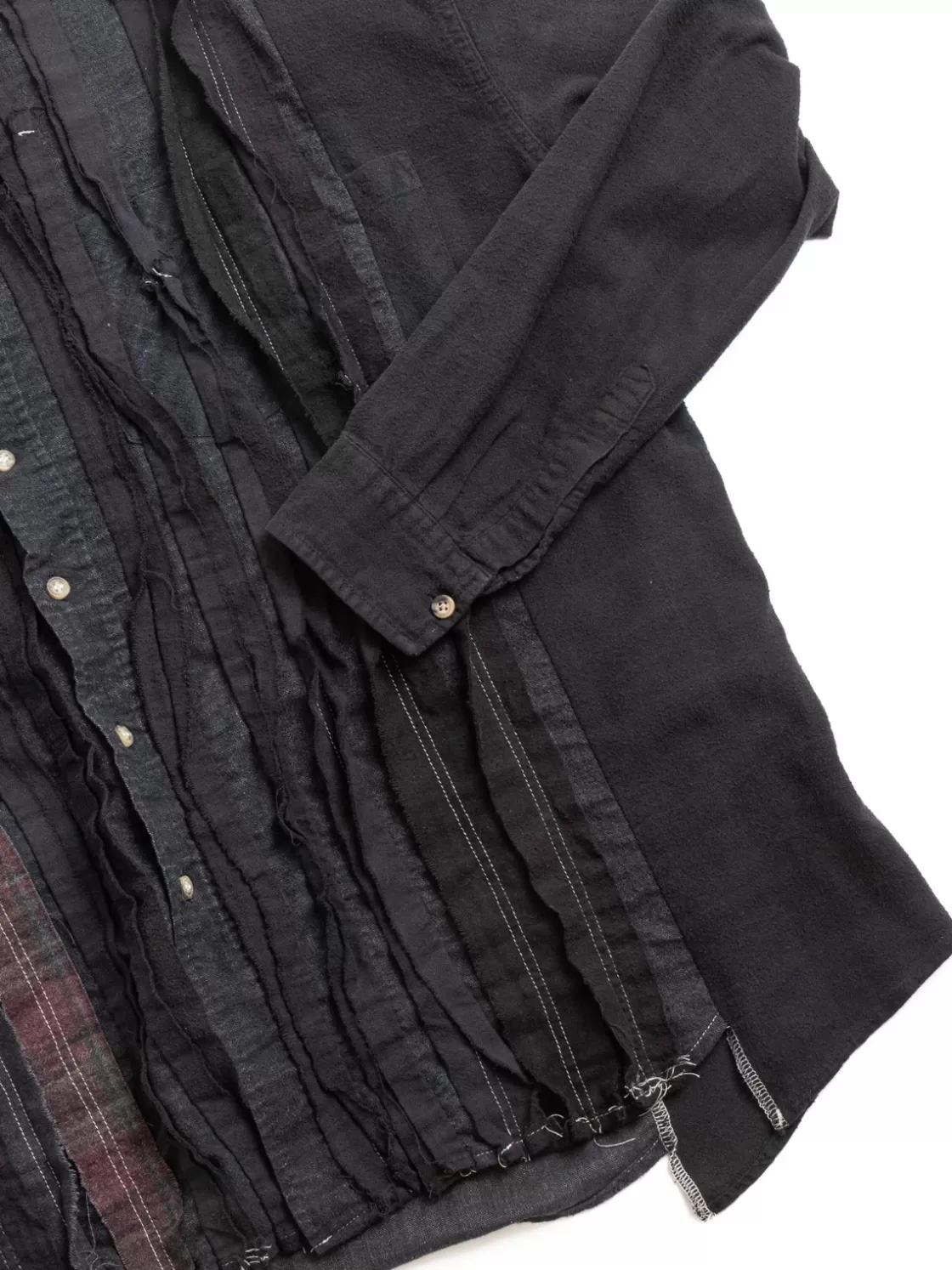 Needles REBUILD BY FLANNEL SHIRT RIBBON WIDE OVER DYE BLACK (B) Best