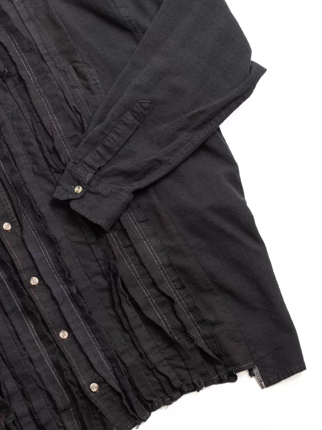 Needles REBUILD BY FLANNEL SHIRT RIBBON WIDE OVER DYE BLACK (C) Store