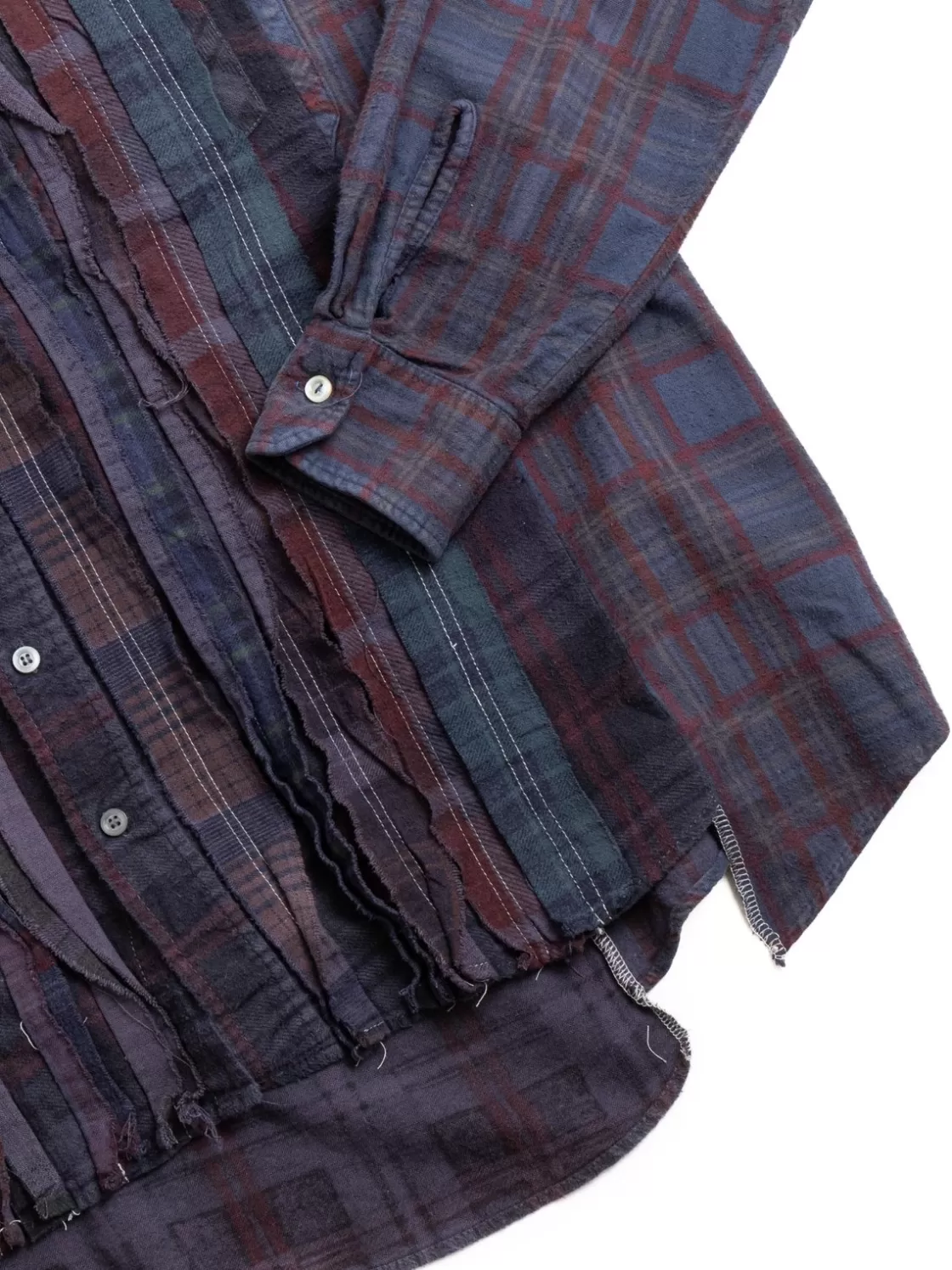 Needles REBUILD BY FLANNEL SHIRT RIBBON WIDE OVER DYE BLUE (C) Discount