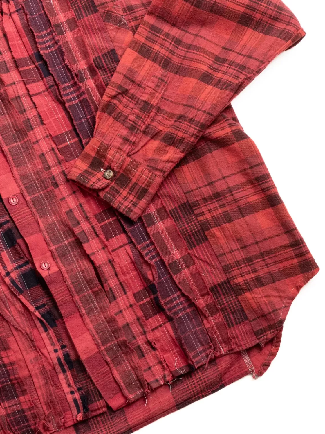 Needles REBUILD BY FLANNEL SHIRT RIBBON WIDE OVER DYE RED (B) Fashion