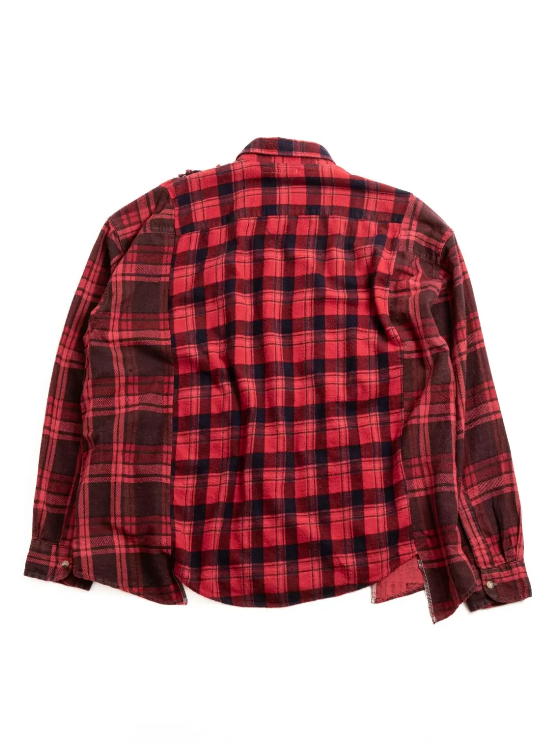 Needles REBUILD BY FLANNEL SHIRT RIBBON WIDE OVER DYE RED (C) Clearance