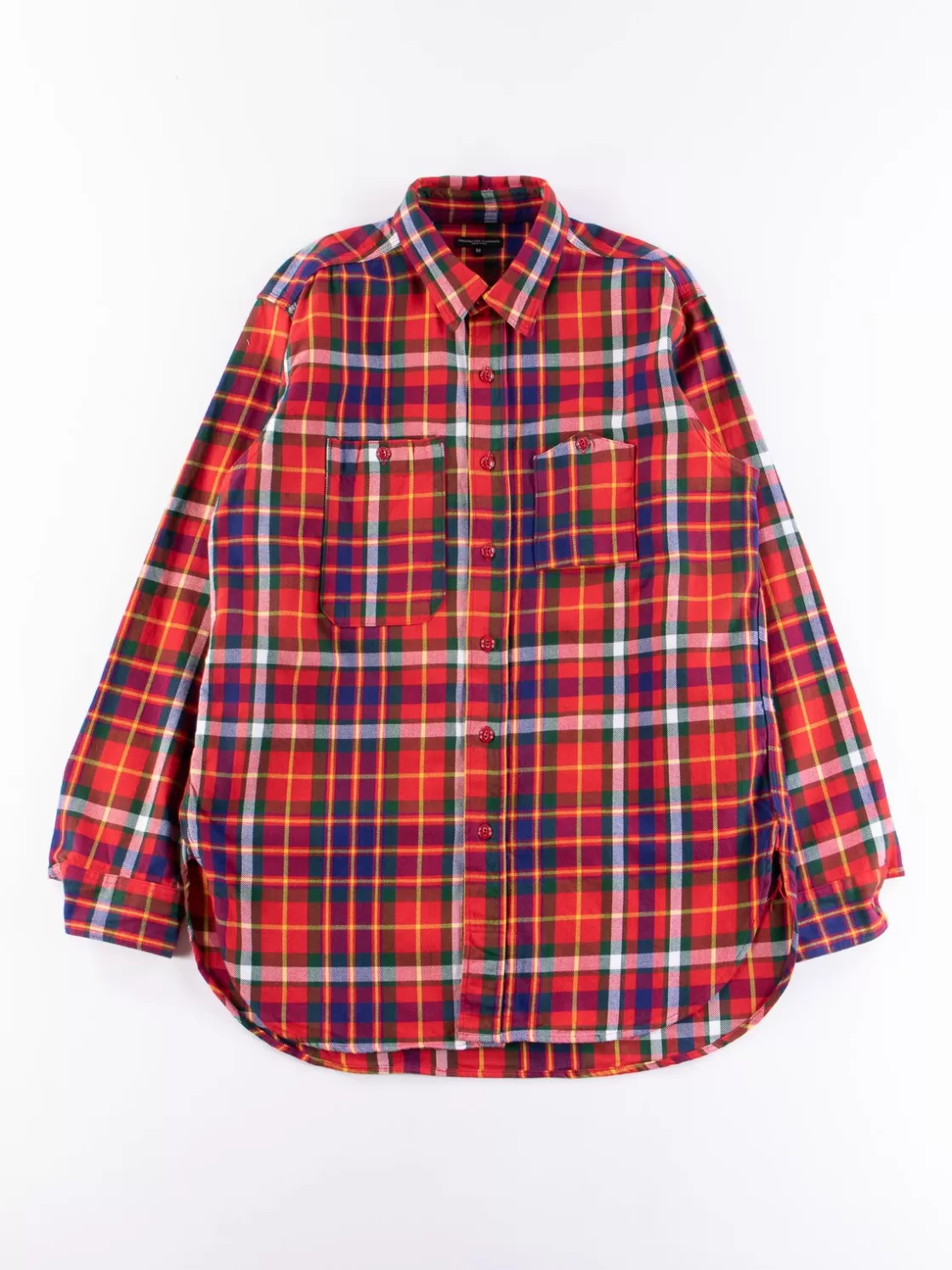 Engineered Garments Red/Green/Yellow Cotton Twill Plaid Work Shirt Cheap