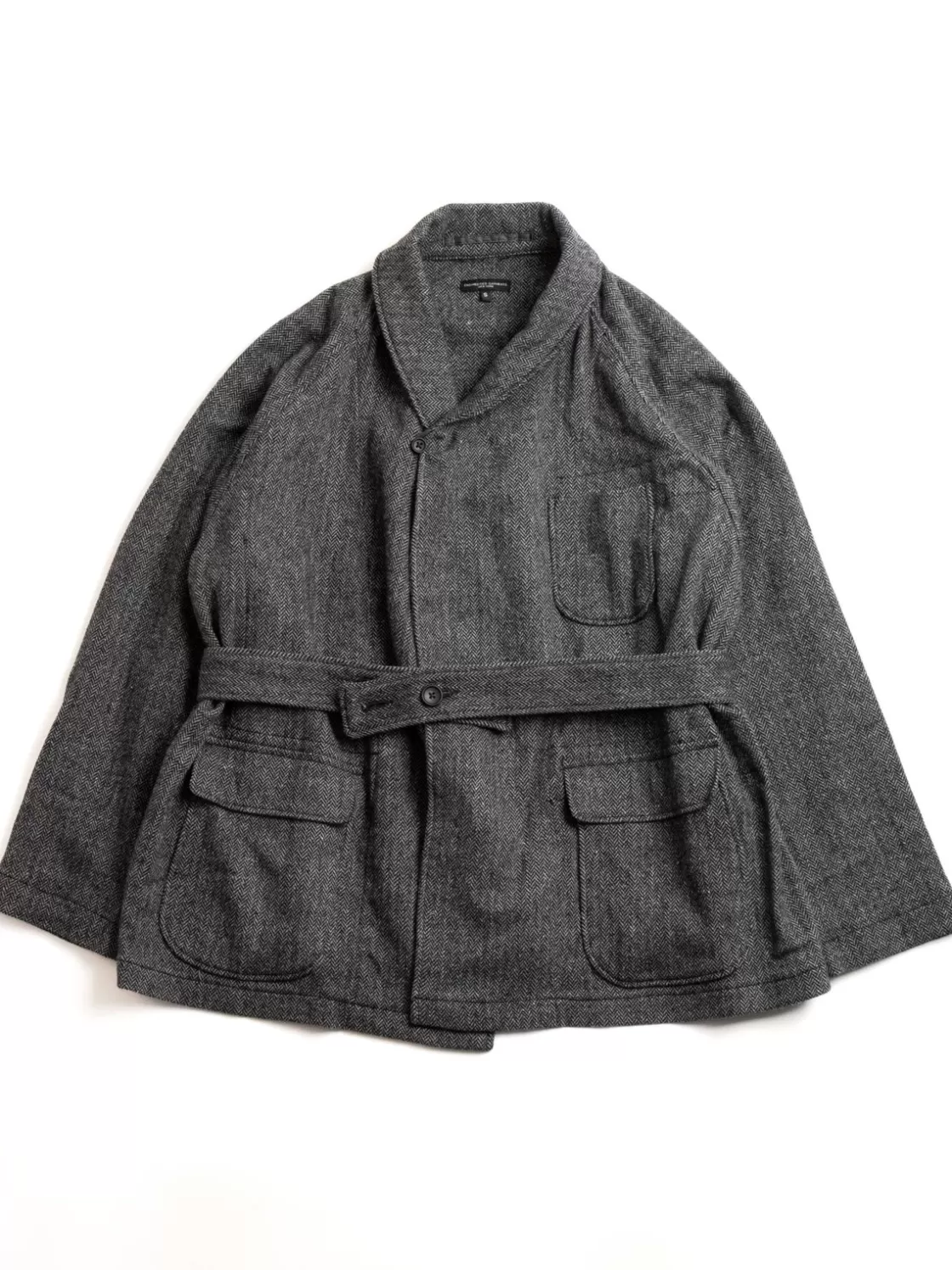 Engineered Garments SMOKING JACKET GREY POLY WOOL HERRINGBONE Outlet