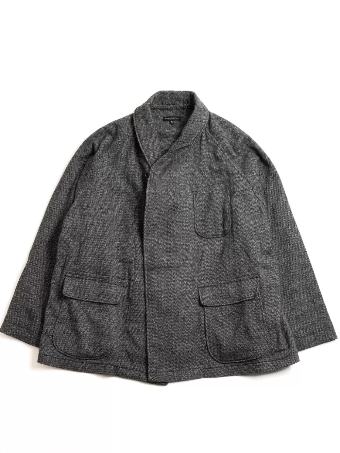 Engineered Garments SMOKING JACKET GREY POLY WOOL HERRINGBONE Outlet