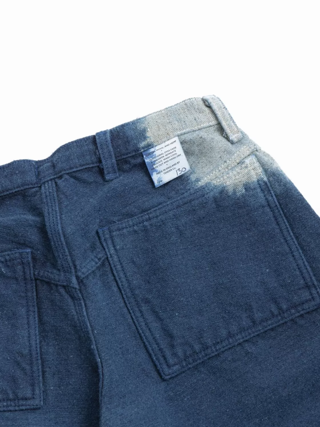 Tender Co TYPE 130 TAPERED HEMP–WOOL–COTTON BULL DENIM ACHILLES’ HEEL INDIGO DYED Best