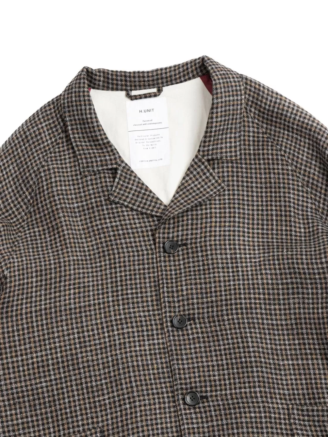 H.UNIT WOOL CHECK RAGLAN ATELIER COAT BLACK Sale