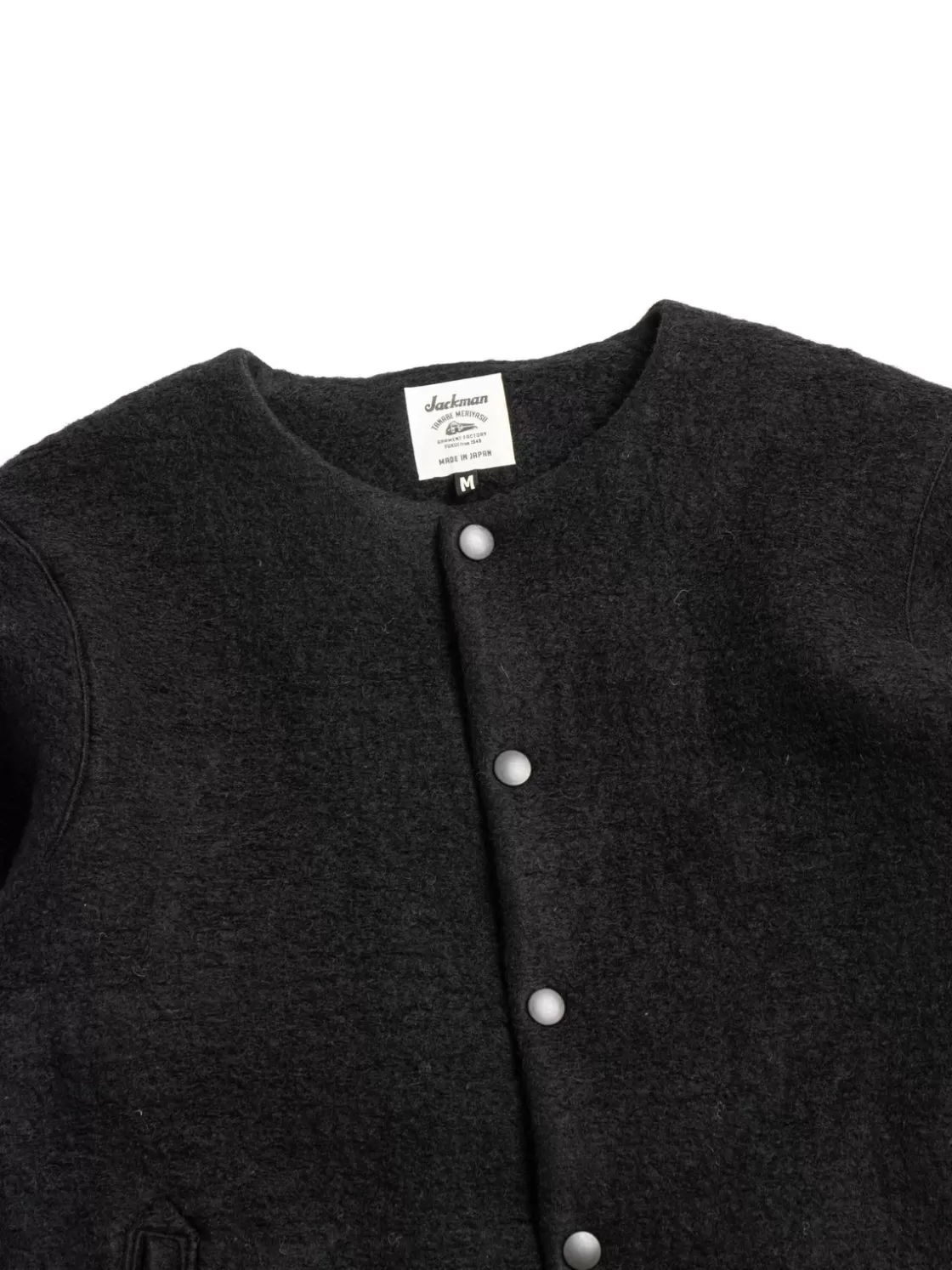 Jackman WOOL COLLARLESS JACKET BLACK New