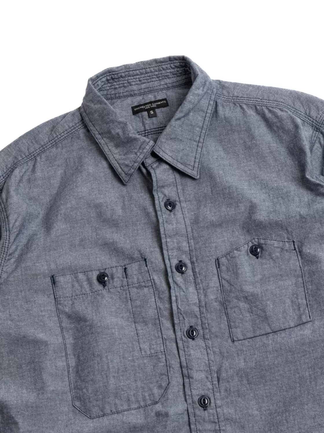 Engineered Garments WORK SHIRT INDIGO COTTON CHAMBRAY Discount