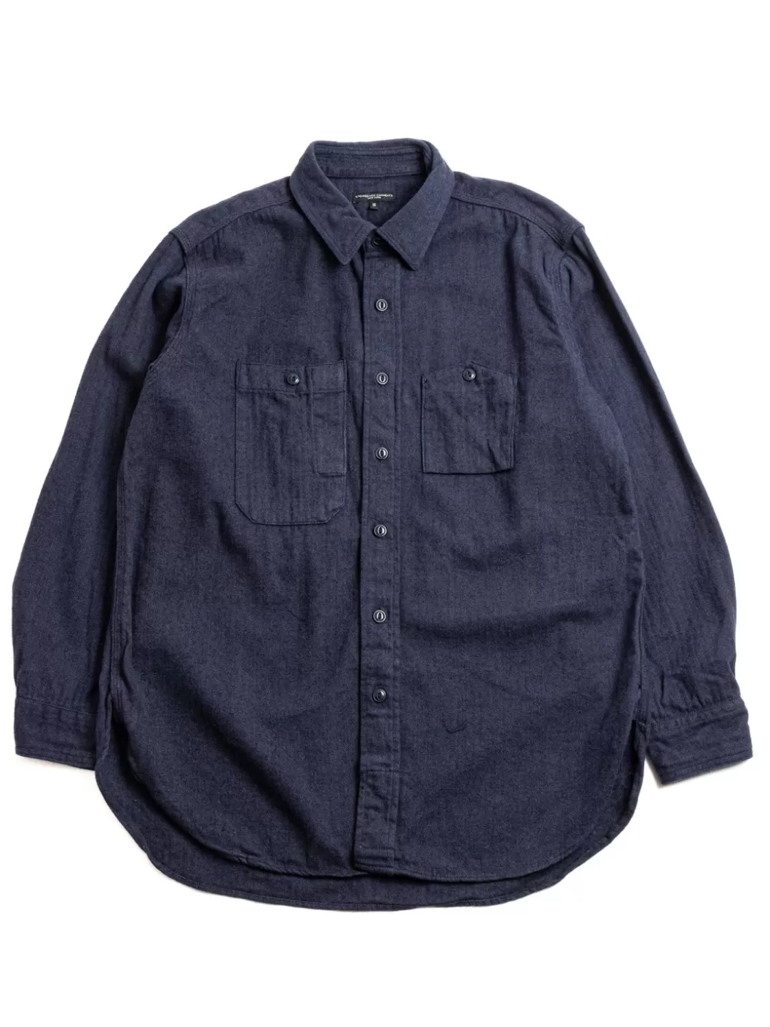 Engineered Garments WORK SHIRT NAVY COTTON HERRINGBONE FLANNEL Outlet