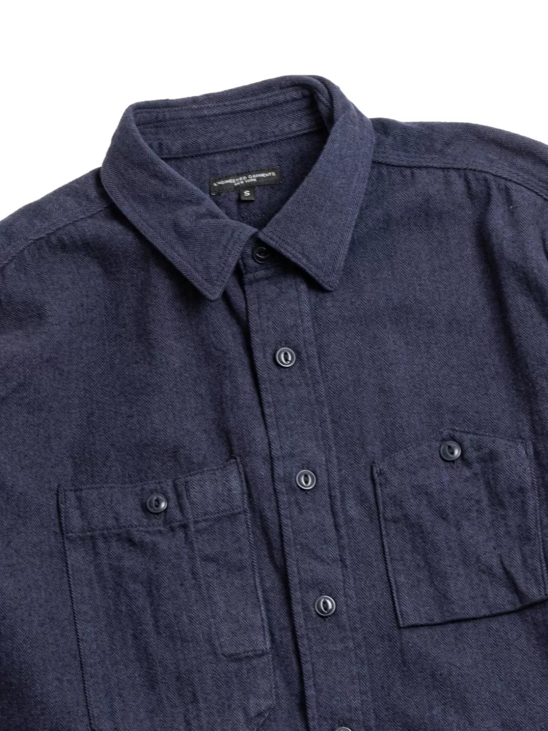 Engineered Garments WORK SHIRT NAVY COTTON HERRINGBONE FLANNEL Outlet